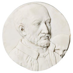 Antike runde Tafel aus geschnitztem Marmor aus dem 19.