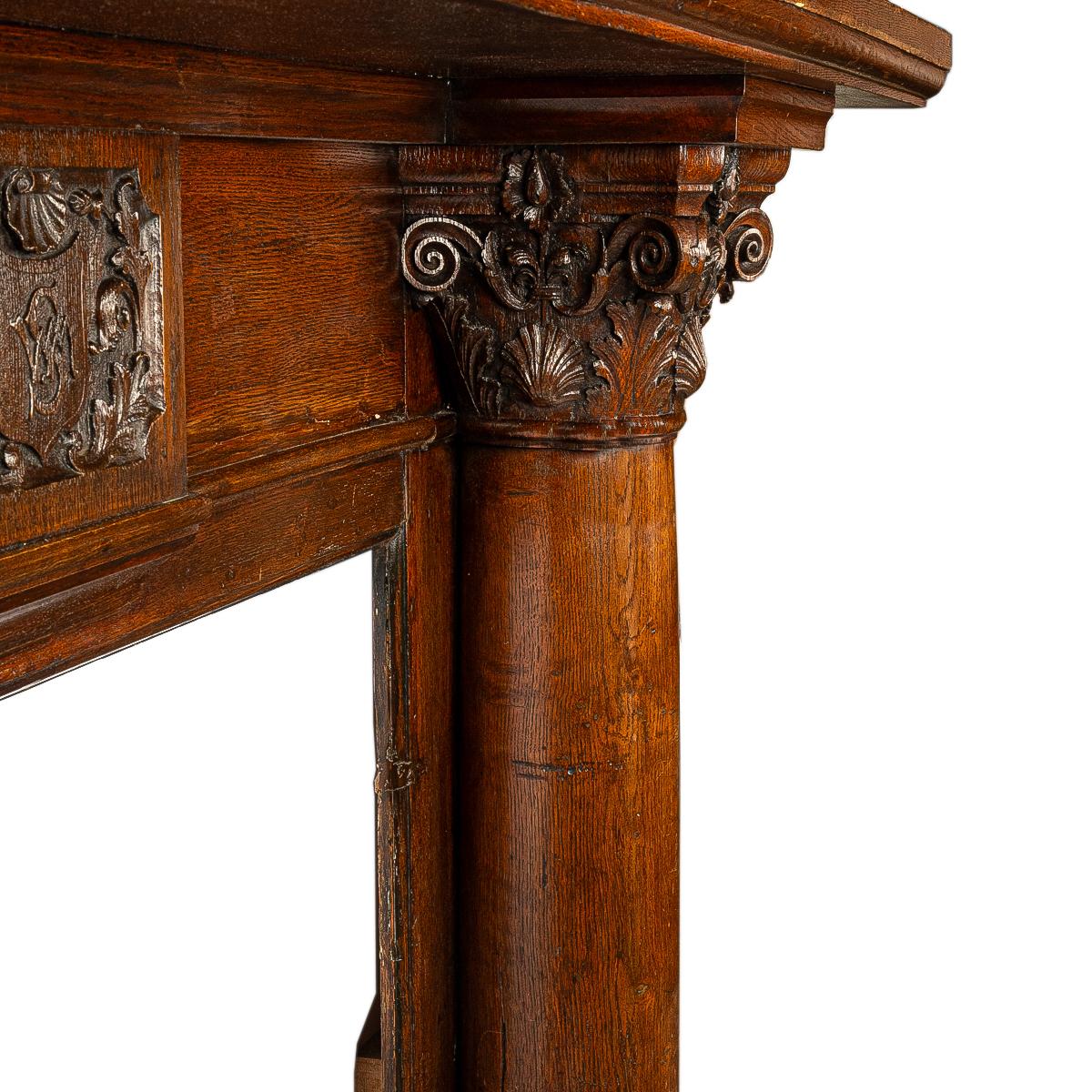 Antique 19th Century Carved Oak Column Fireplace Mantel Surround San Francisco For Sale 5