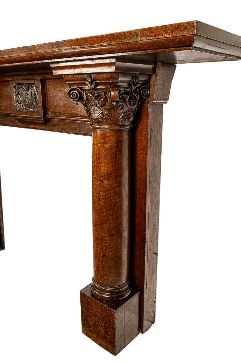 Antique 19th Century Carved Oak Column Fireplace Mantel Surround San Francisco For Sale 6