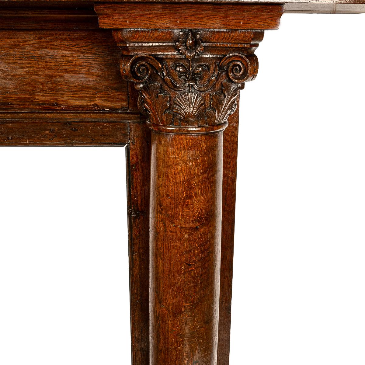 Antique 19th Century Carved Oak Column Fireplace Mantel Surround San Francisco For Sale 7