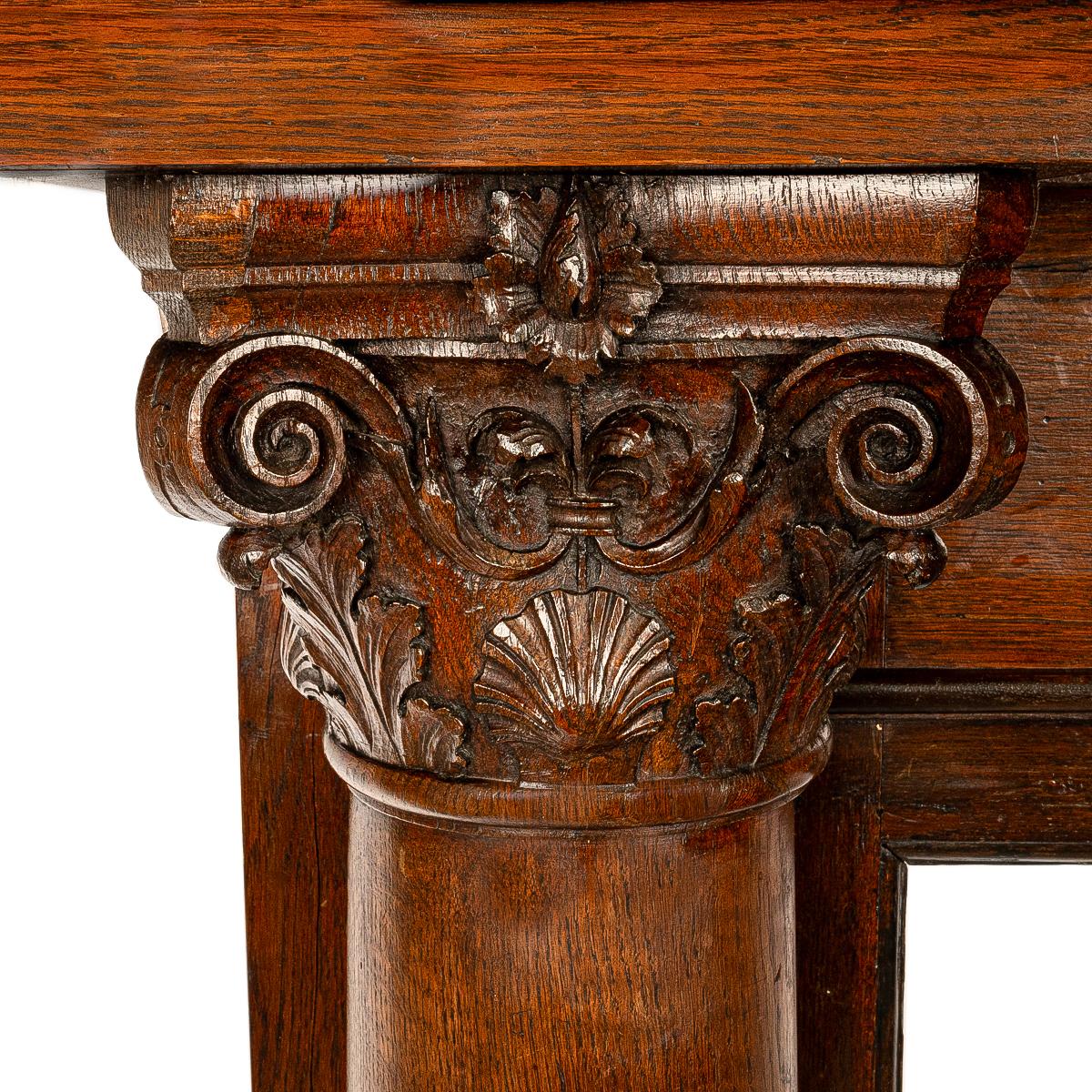 Antique 19th Century Carved Oak Column Fireplace Mantel Surround San Francisco For Sale 8