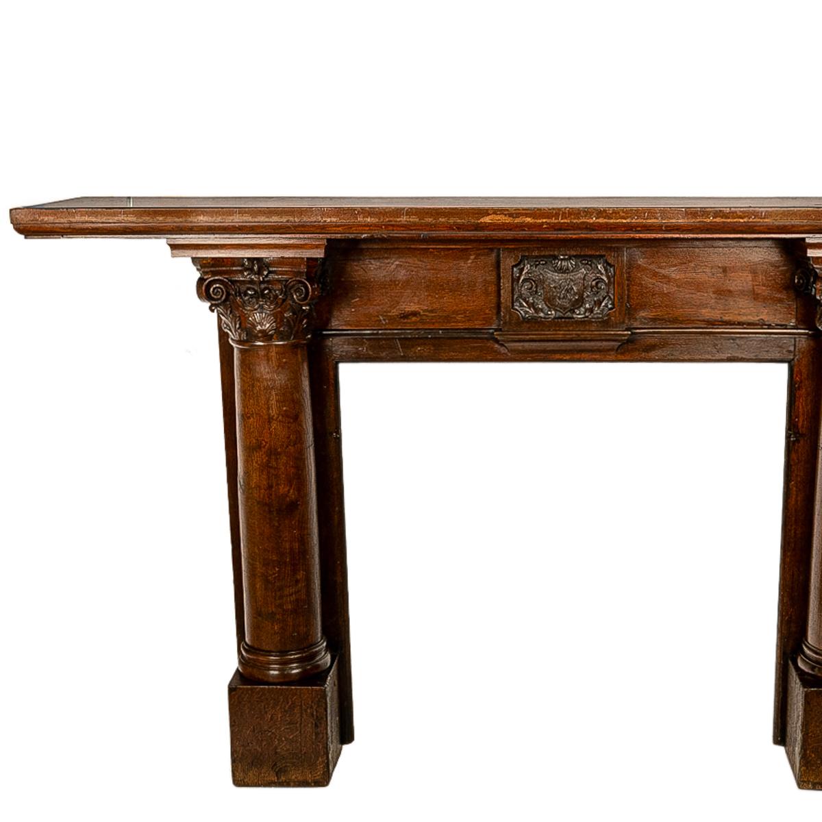 Late 19th Century Antique 19th Century Carved Oak Column Fireplace Mantel Surround San Francisco For Sale