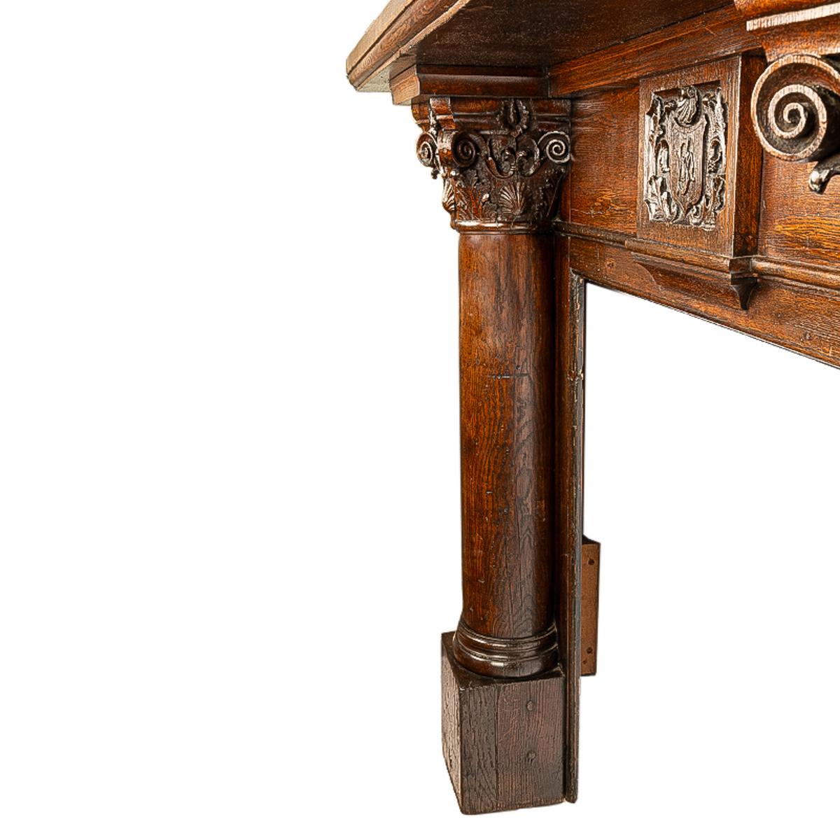 Antique 19th Century Carved Oak Column Fireplace Mantel Surround San Francisco For Sale 3