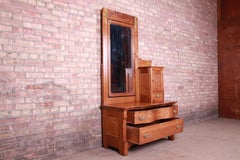 Antique 19th Century Carved Oak Dresser with Mirror