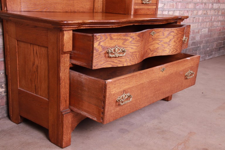 Antique 19th Century Carved Oak Dresser with Mirror at 1stDibs