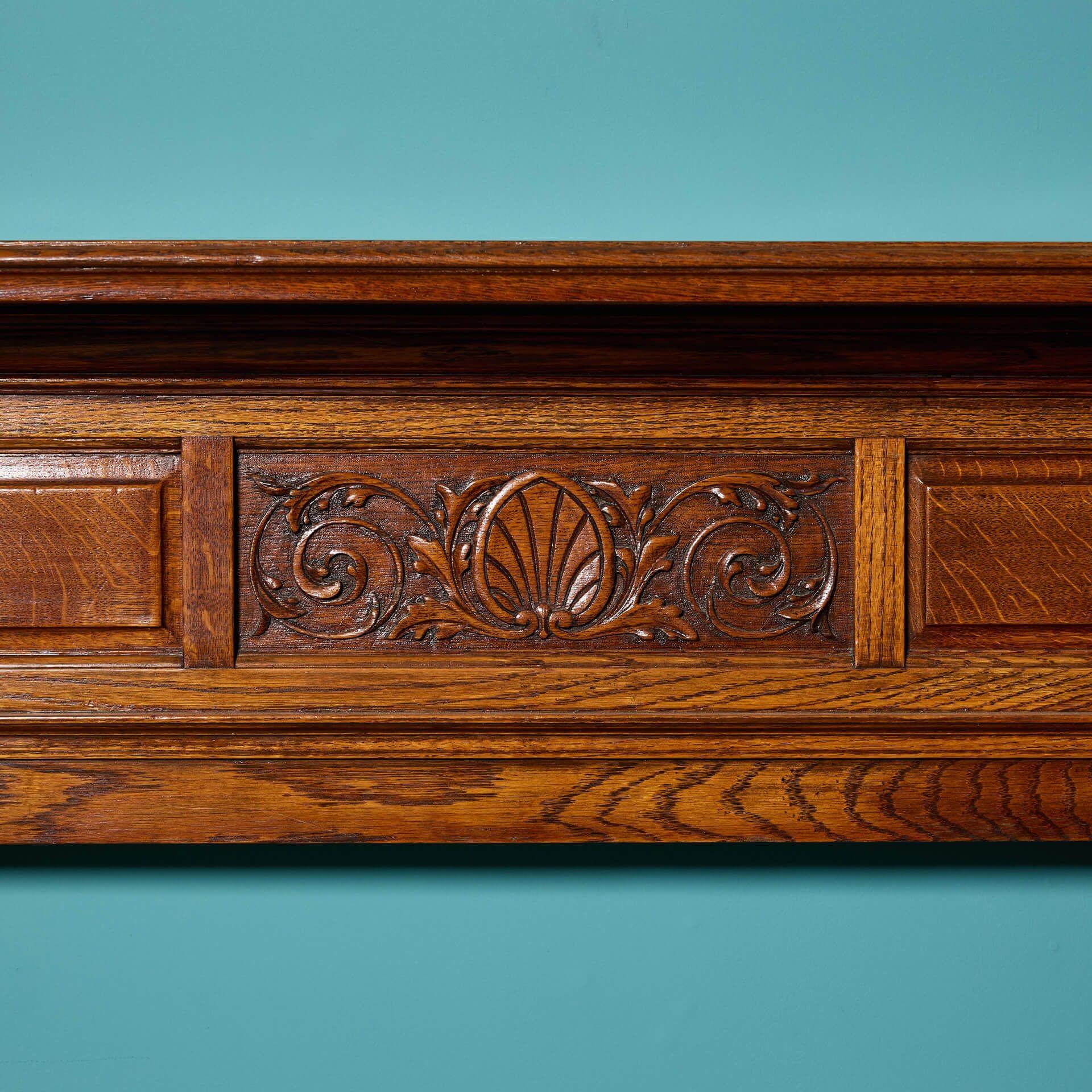 English Antique 19th Century Carved Oak Fireplace For Sale
