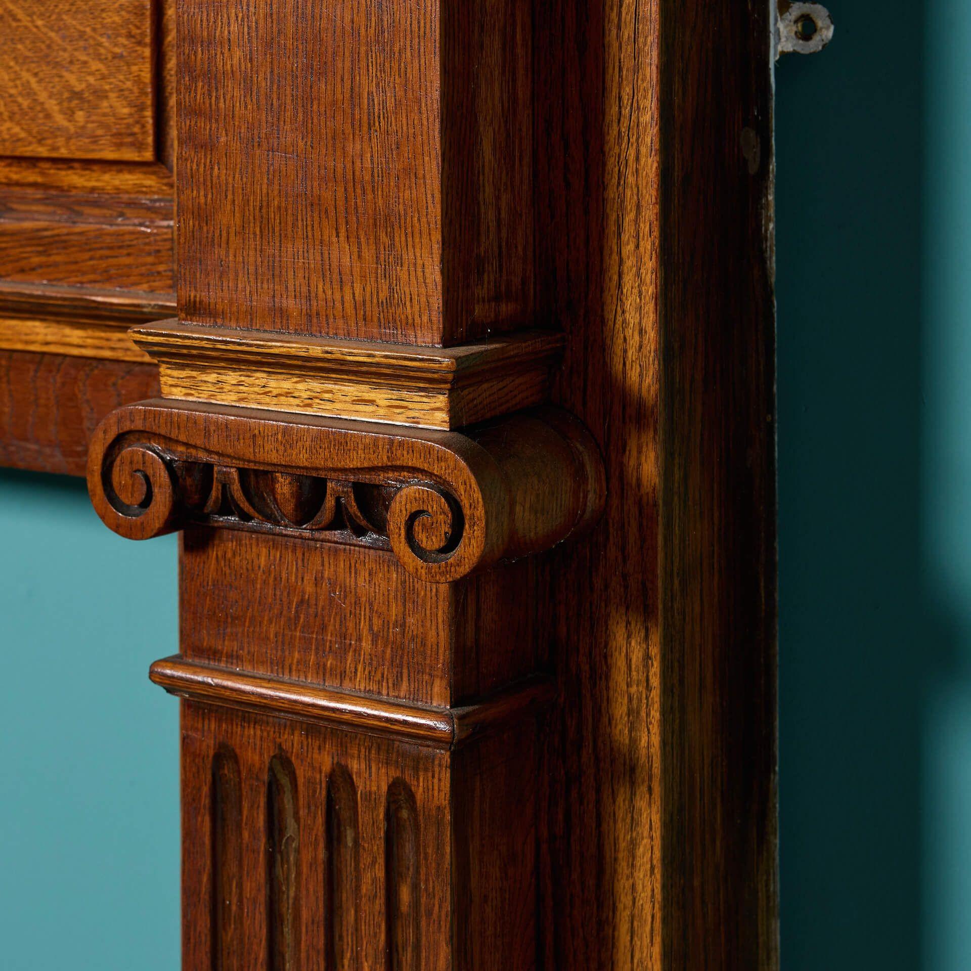 Antique 19th Century Carved Oak Fireplace In Fair Condition For Sale In Wormelow, Herefordshire