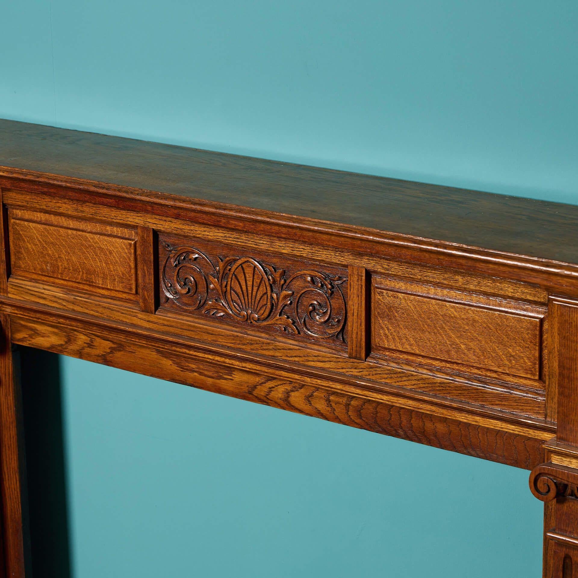 Wood Antique 19th Century Carved Oak Fireplace For Sale