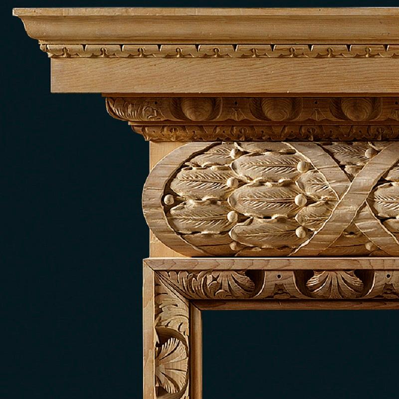 Palladian Antique 19th Century Carved Pine Fireplace Mantel in the Manner of Gibbs