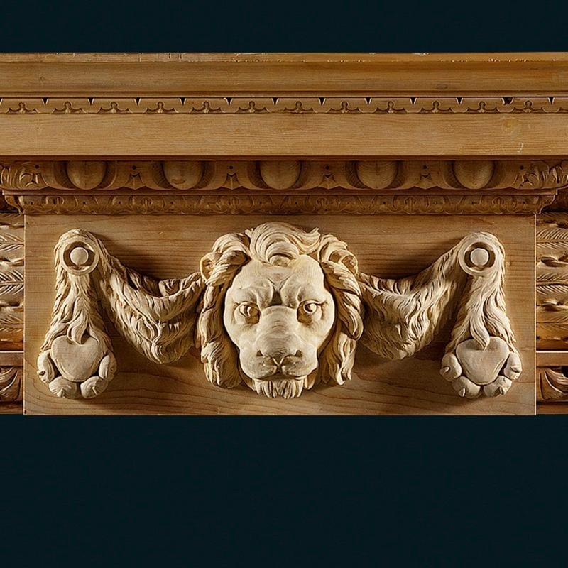 British Antique 19th Century Carved Pine Fireplace Mantel in the Manner of Gibbs