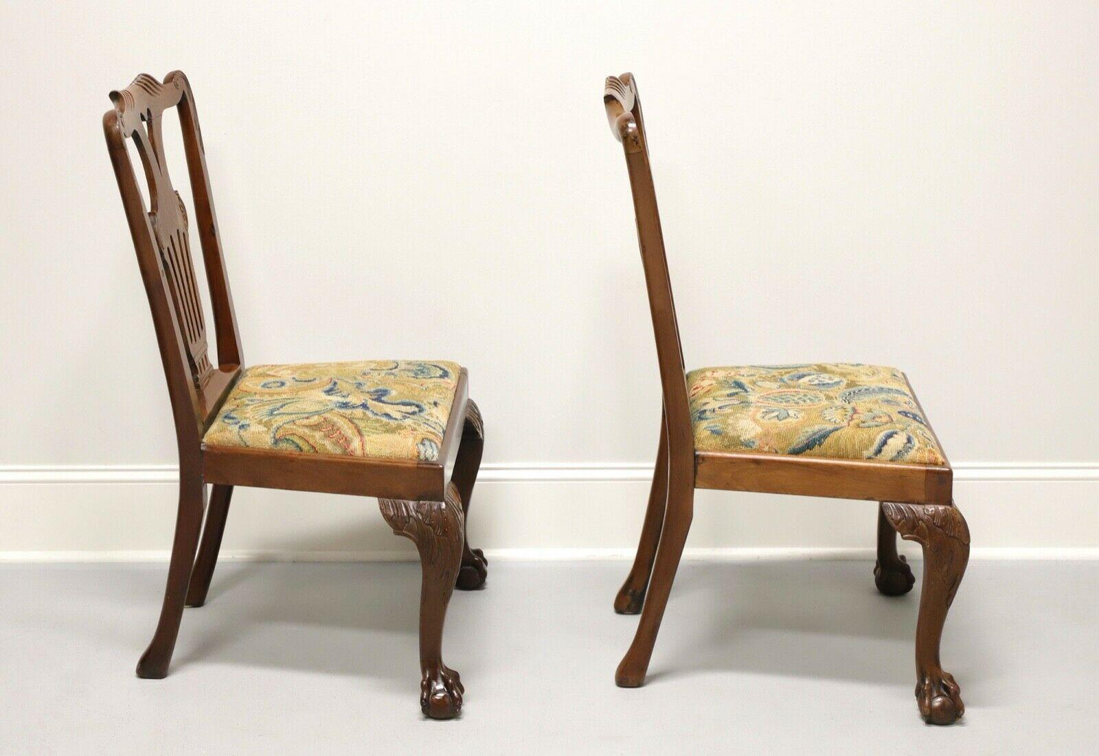 American Antique 19th Century Carved Walnut Chippendale Ball n Claw Dining Chairs - Pair For Sale