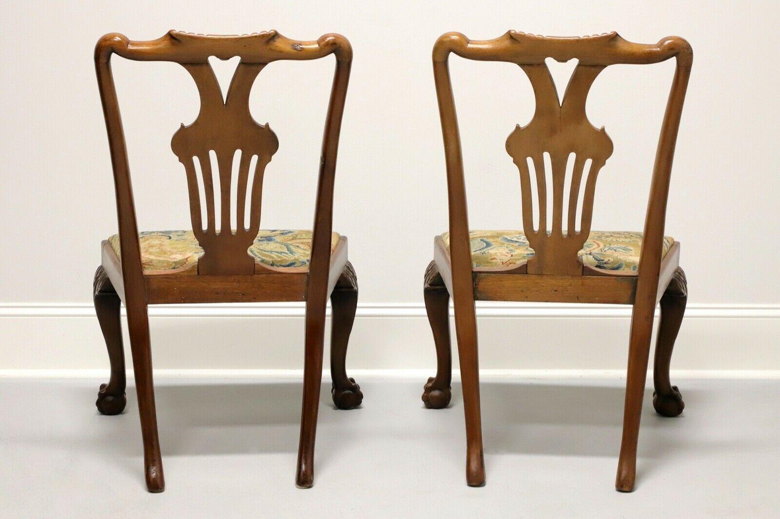 Antique 19th Century Carved Walnut Chippendale Ball n Claw Dining Chairs - Pair In Good Condition For Sale In Charlotte, NC
