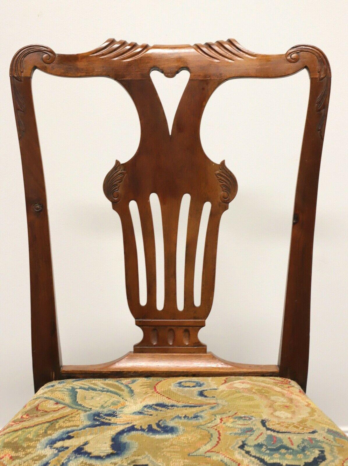 Fabric Antique 19th Century Carved Walnut Chippendale Ball n Claw Dining Chairs - Pair For Sale