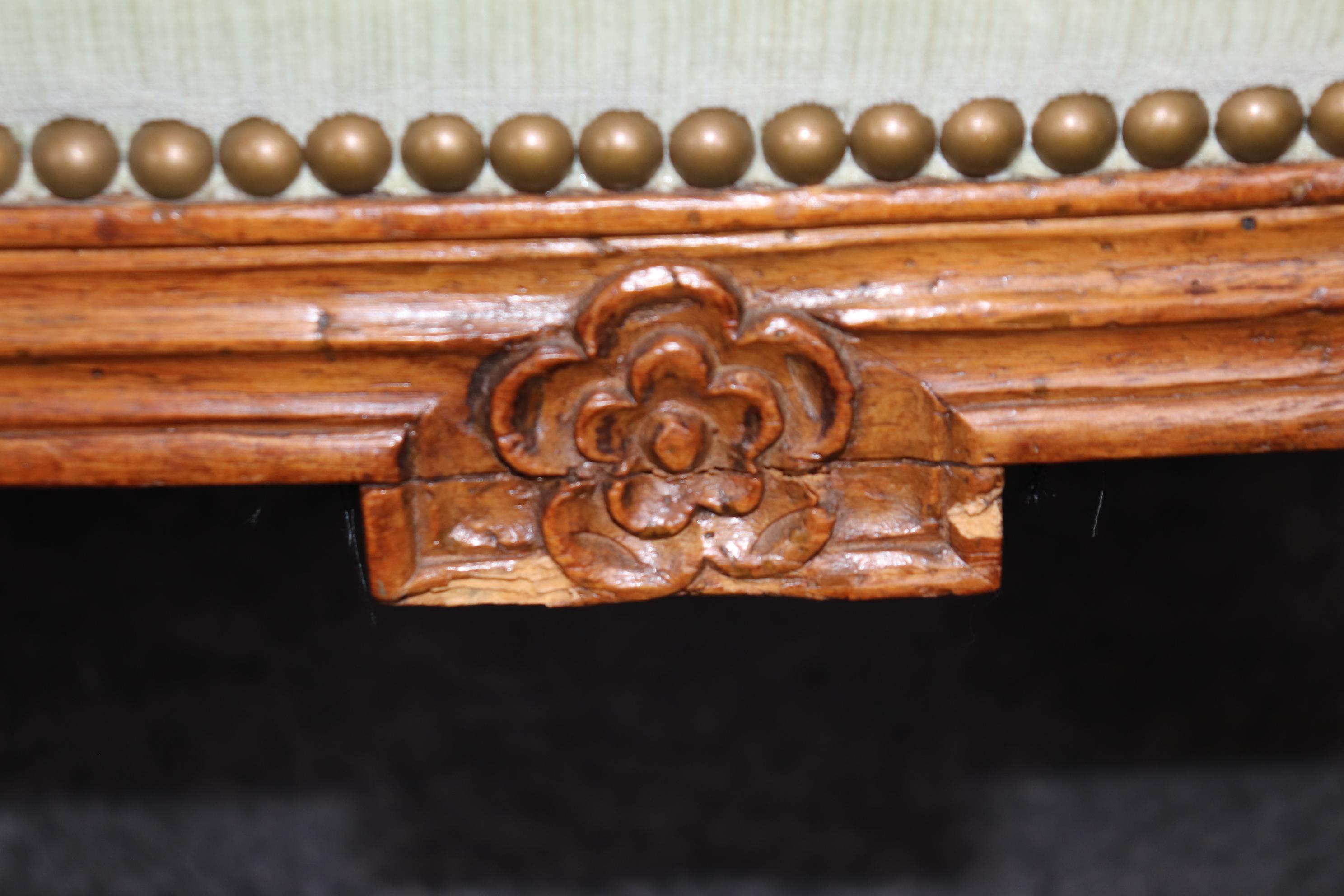 Antique 19th Century Carved Walnut Good Down Filled French Louis XVI Sofa 5