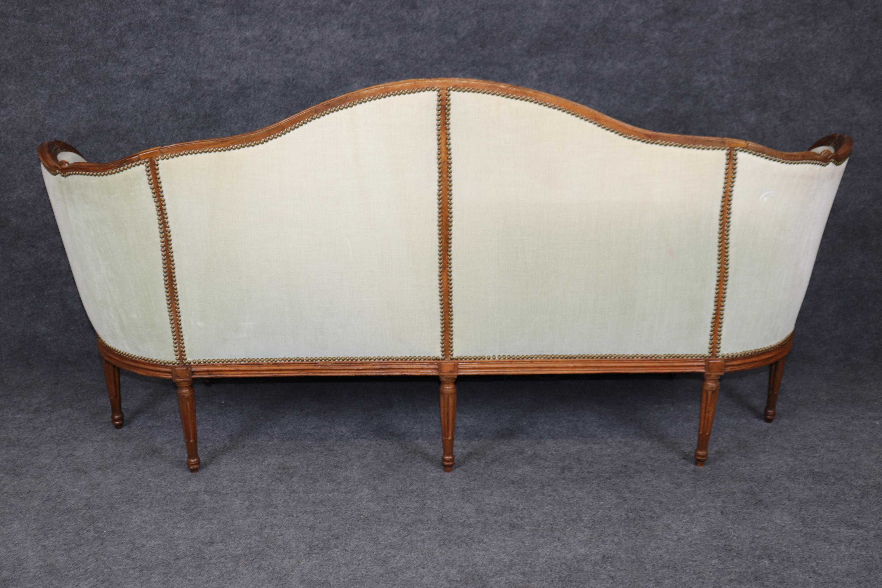 Late 19th Century Antique 19th Century Carved Walnut Good Down Filled French Louis XVI Sofa