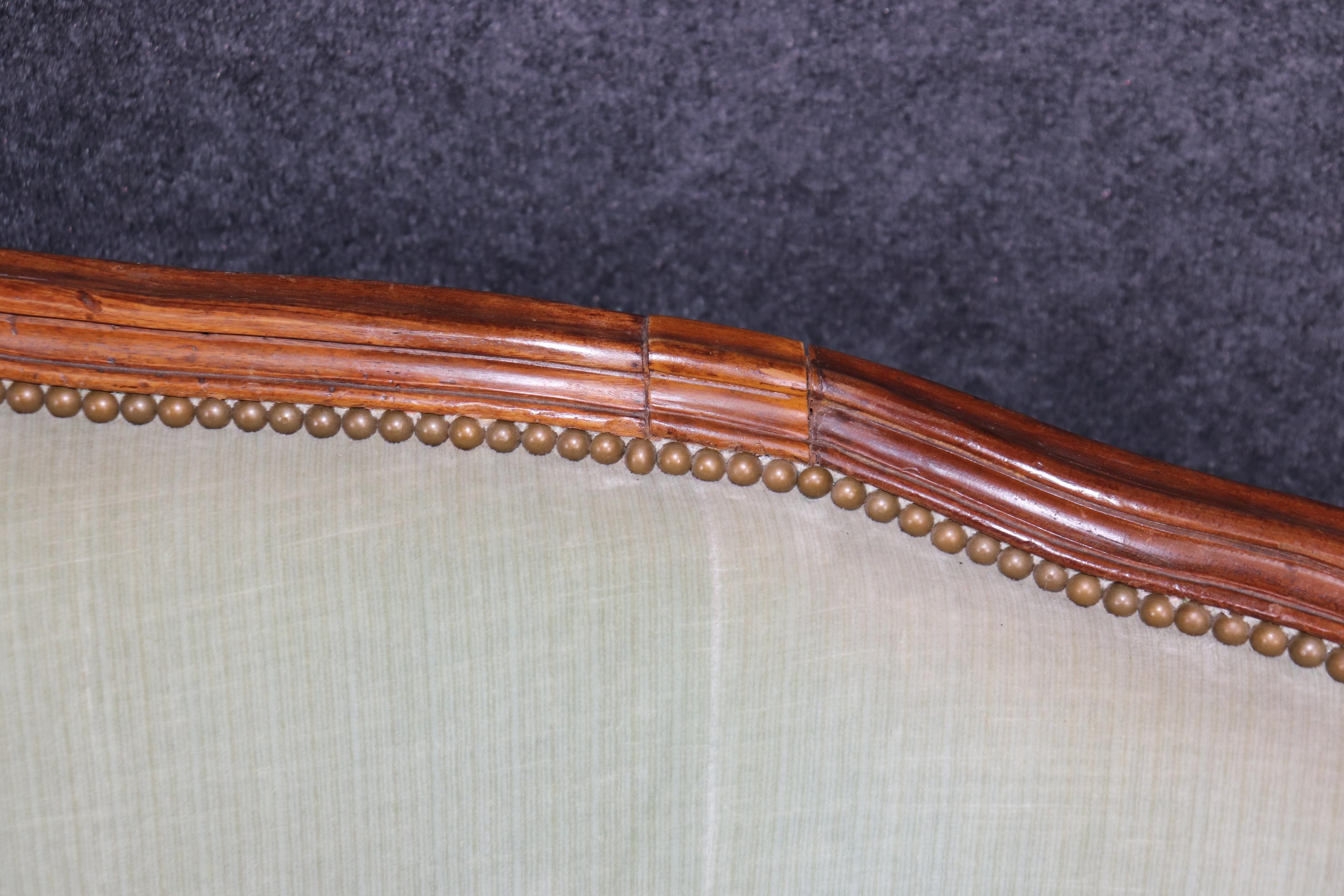 Antique 19th Century Carved Walnut Good Down Filled French Louis XVI Sofa 3