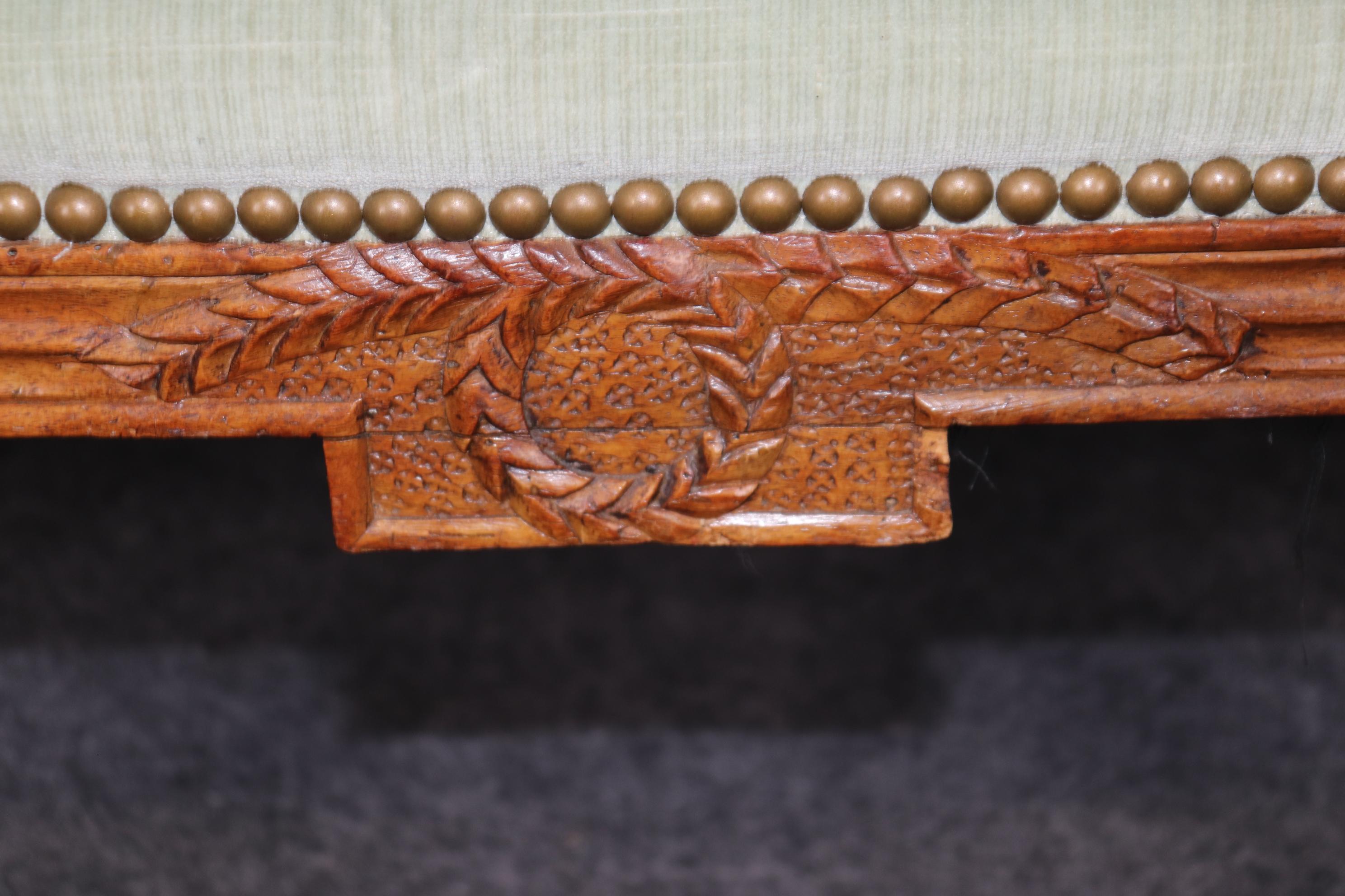 Antique 19th Century Carved Walnut Good Down Filled French Louis XVI Sofa 4