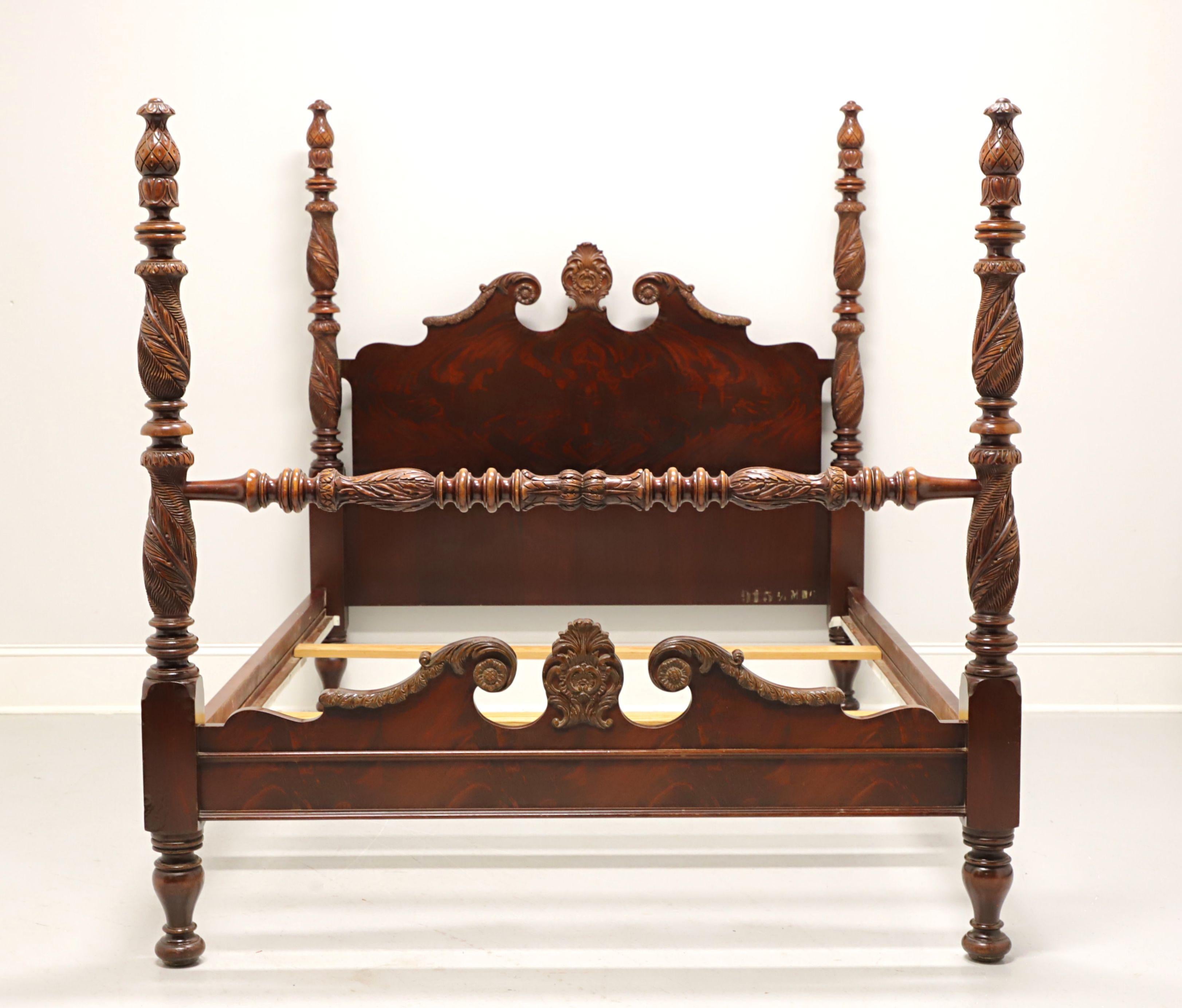 Antique 19th Century Carved Walnut Victorian Full Size Four Poster Bed 6