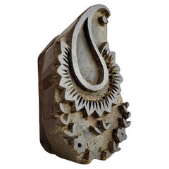 Antique 19th-Century Carved Wooden Printing Block – Paisley Textile Motif