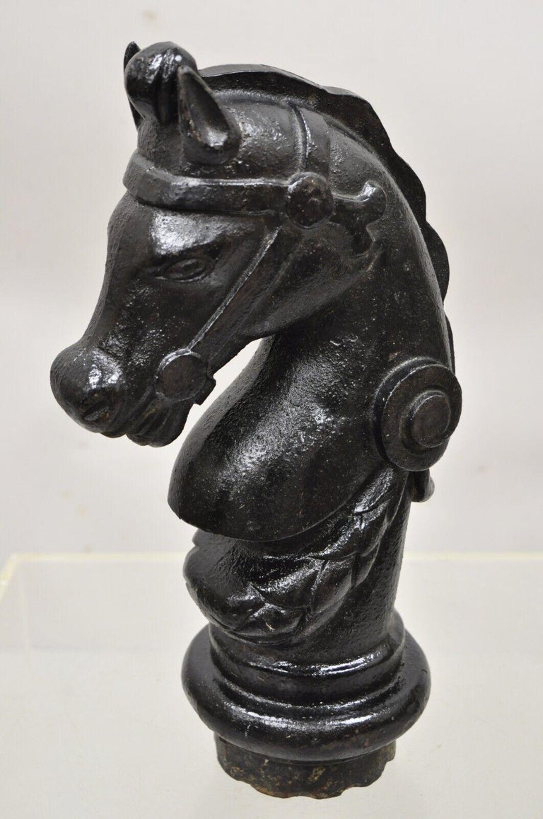 Antique 19th Century Cast Iron Horse Head Hitching Post Early American