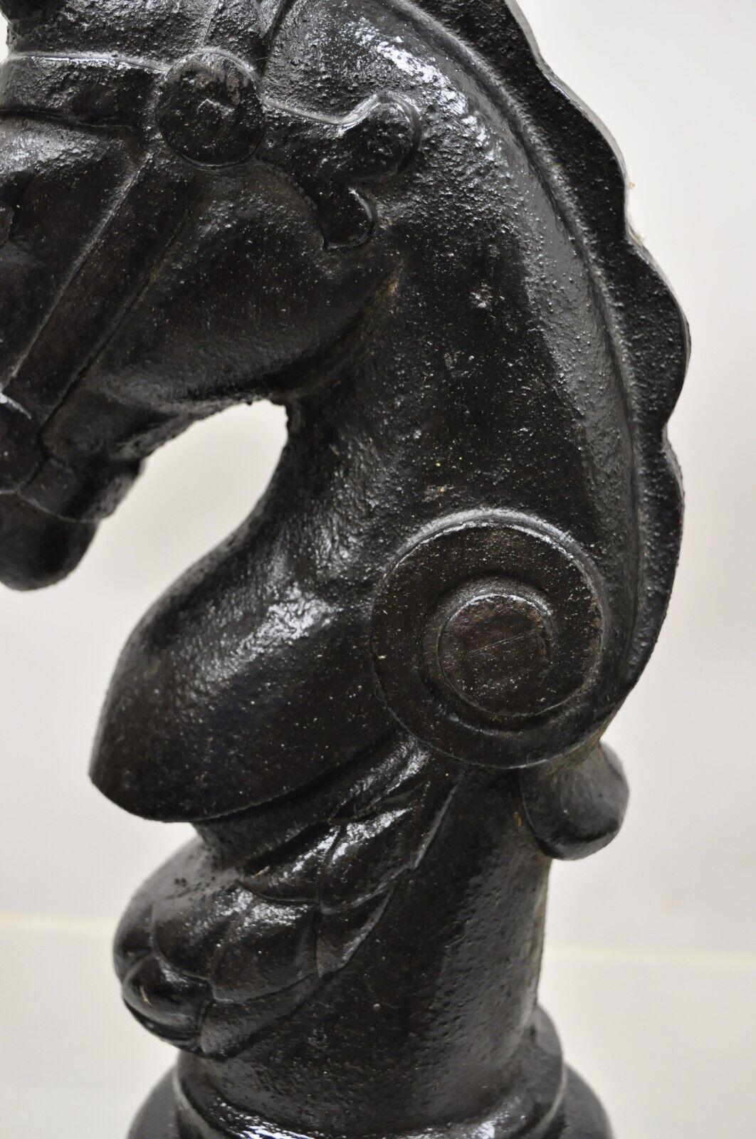 Victorian Antique 19th Century Cast Iron Horse Head Hitching Post Early American (A)