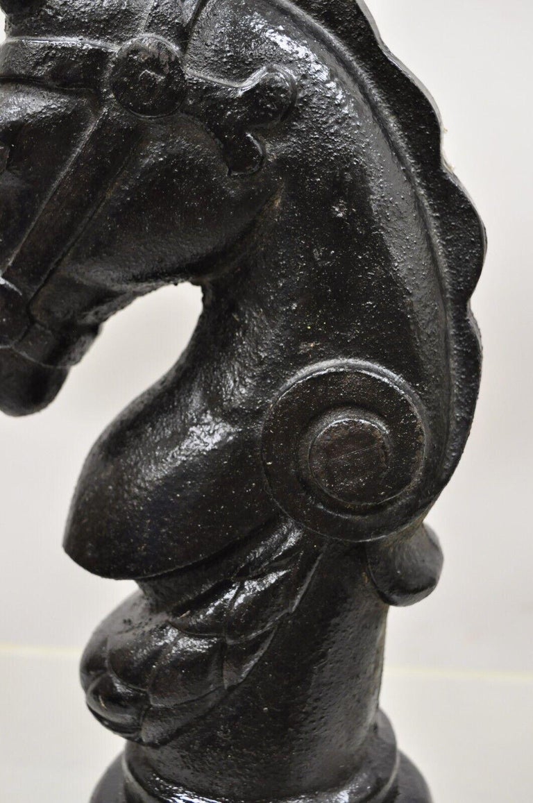 Antique 19th Century Cast Iron Horse Head Hitching Post Early American