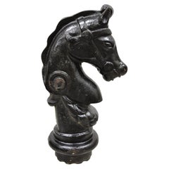 Antique 19th Century Cast Iron Horse Head Hitching Post Early American (A)