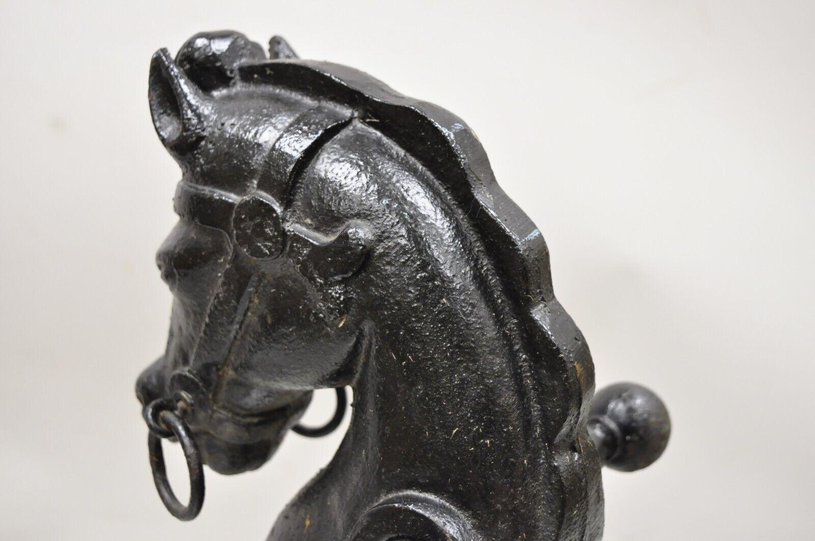Victorian Antique 19th Century Cast Iron Horse Head Hitching Post Early American 'B' For Sale