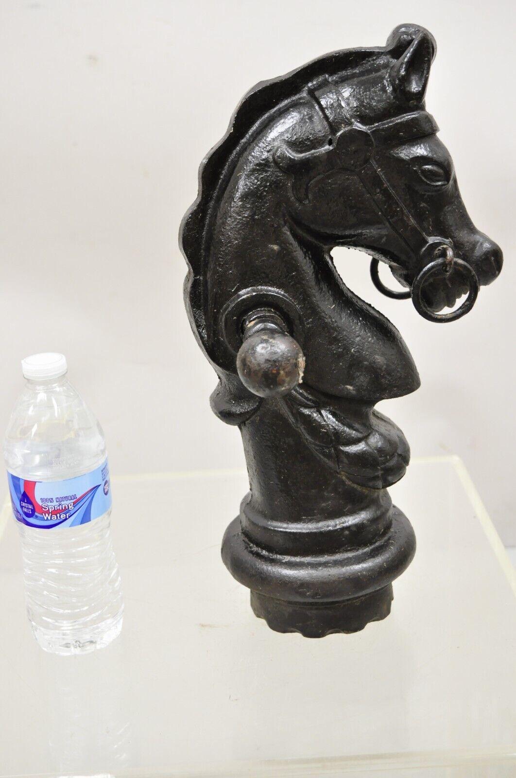Antique 19th Century Cast Iron Horse Head Hitching Post Early American 'B' For Sale 4