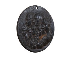 Antique 19th Century Cast Iron Royal Family Spain Portrait Medallion Plaque 7"