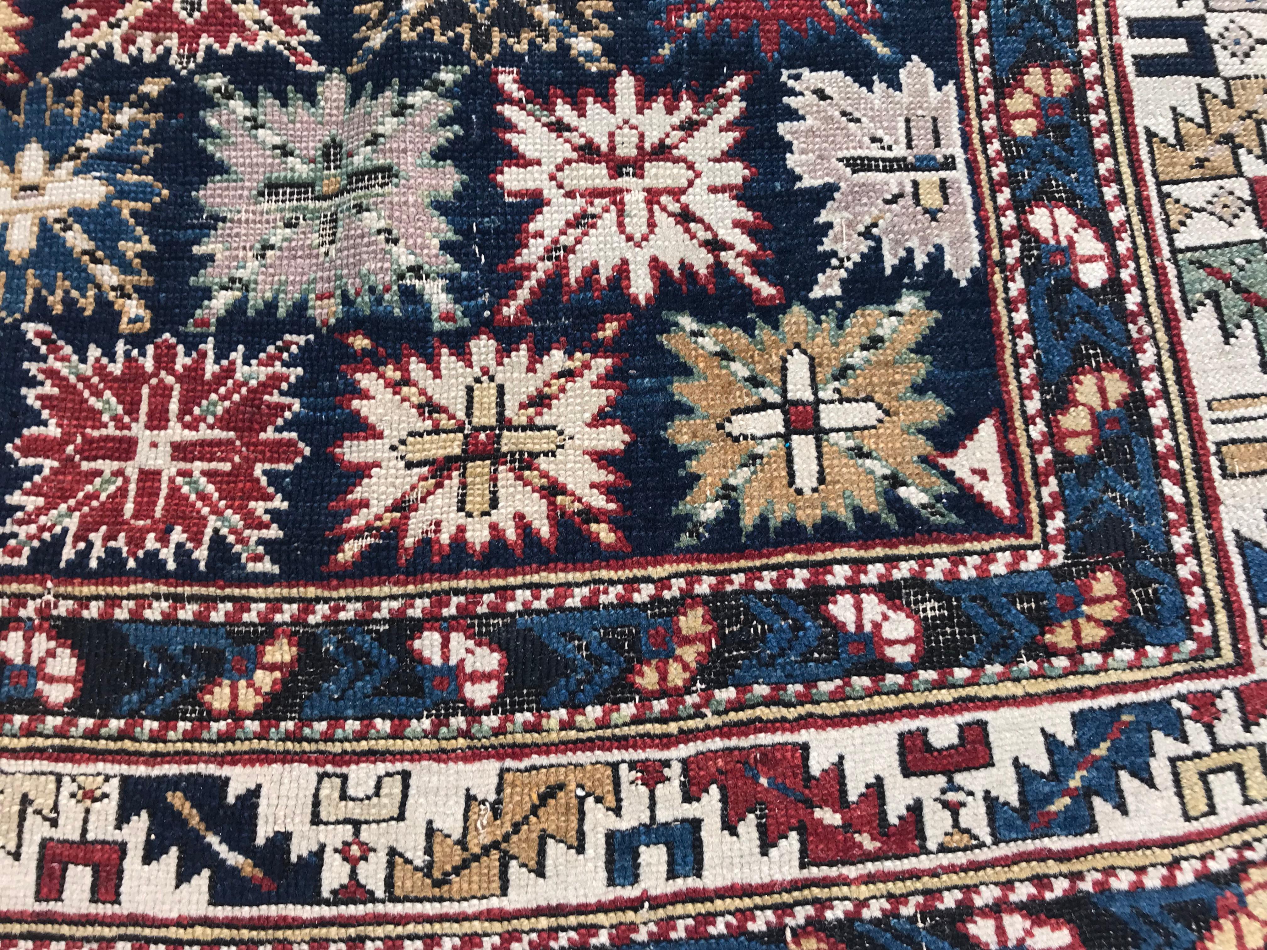 Wool Bobyrug’s Antique 19th Century Caucasian Chirwan Kouba Rug For Sale