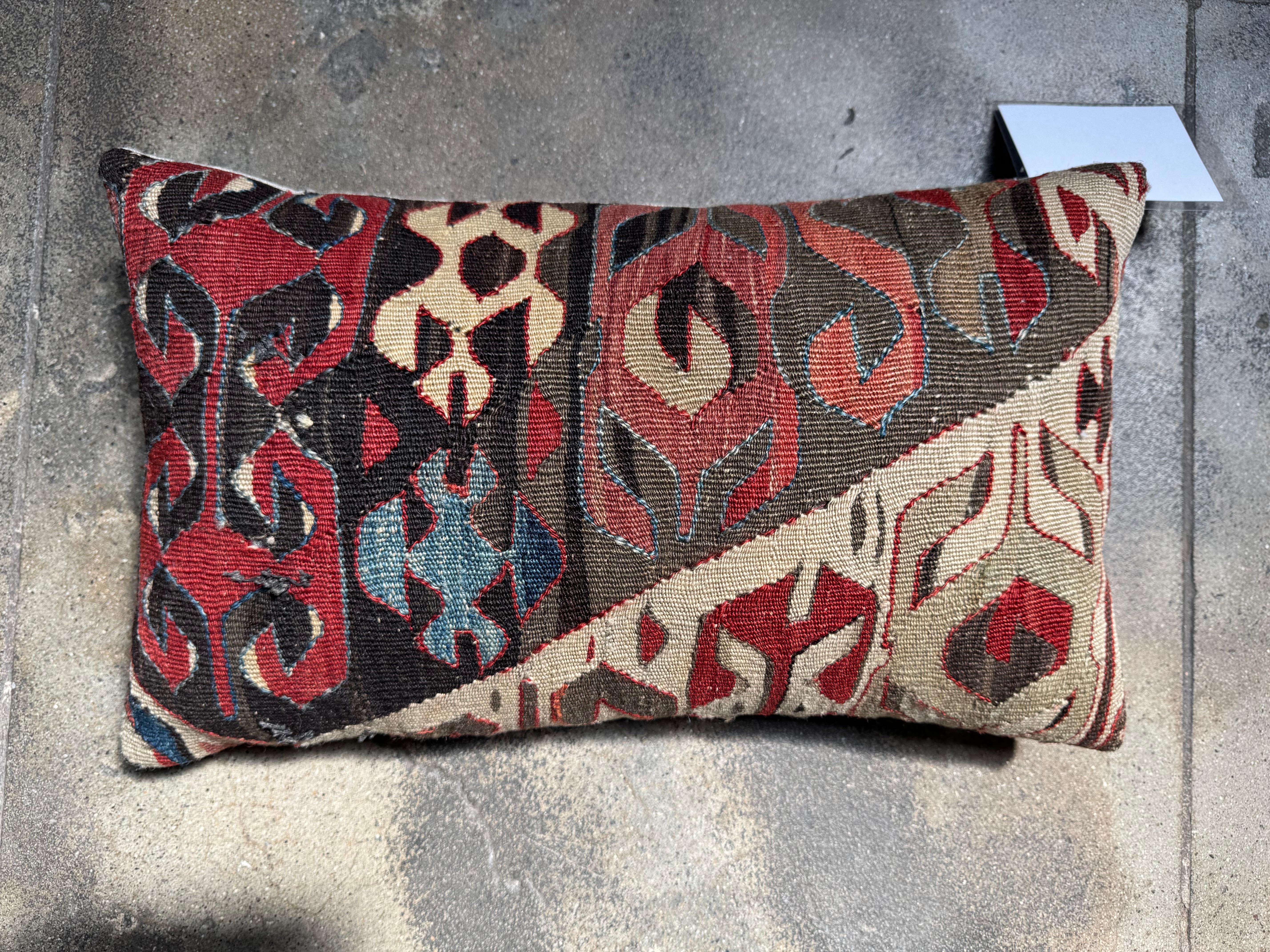 Kilim Cuscino lombare caucasico antico del XIX secolo - 19