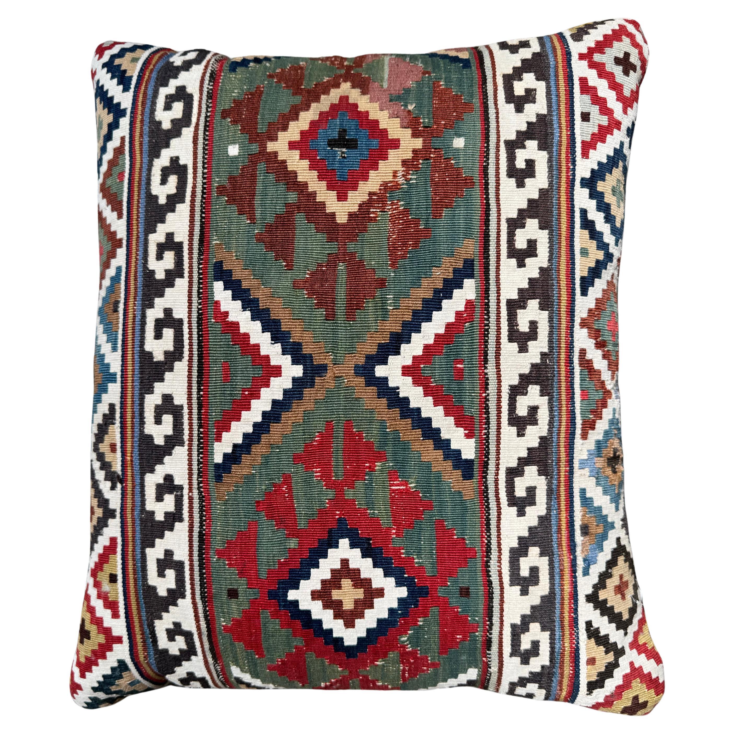 Antique 19th Century Caucasian Kilim Pillow – 17” x 14”