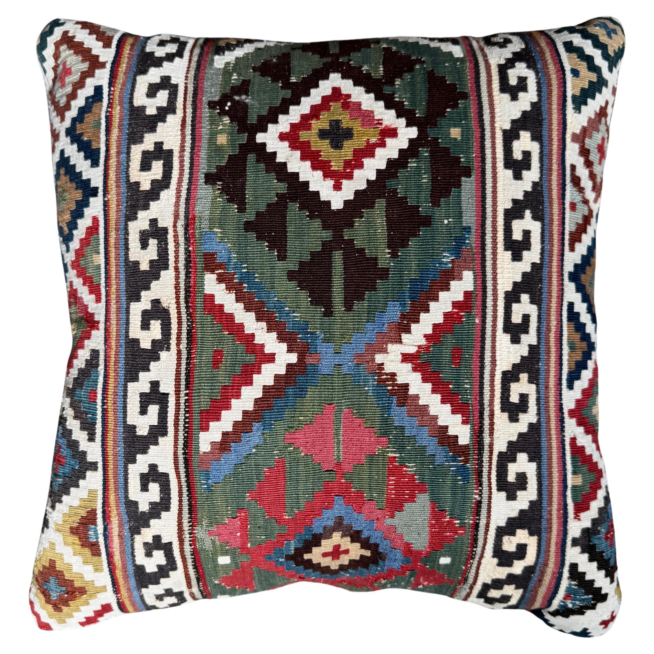 Antique 19th Century Caucasian Kilim Pillow – 19” x 6”