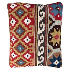 Antique 19th Century Caucasian Kilim Throw Pillow – 18” x 10”