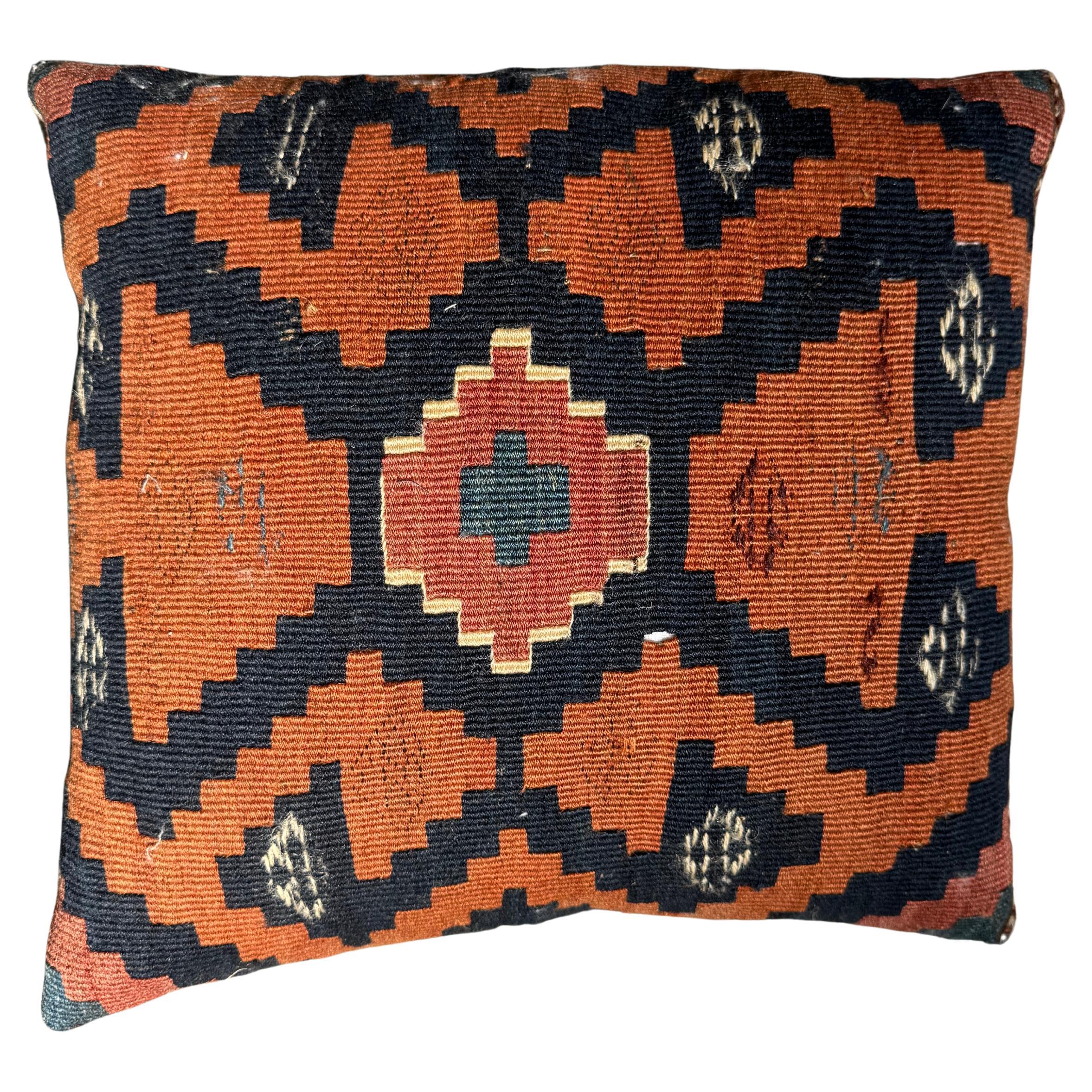 Antique 19th Century Caucasian Kilim Throw Pillow – 19” x 11”
