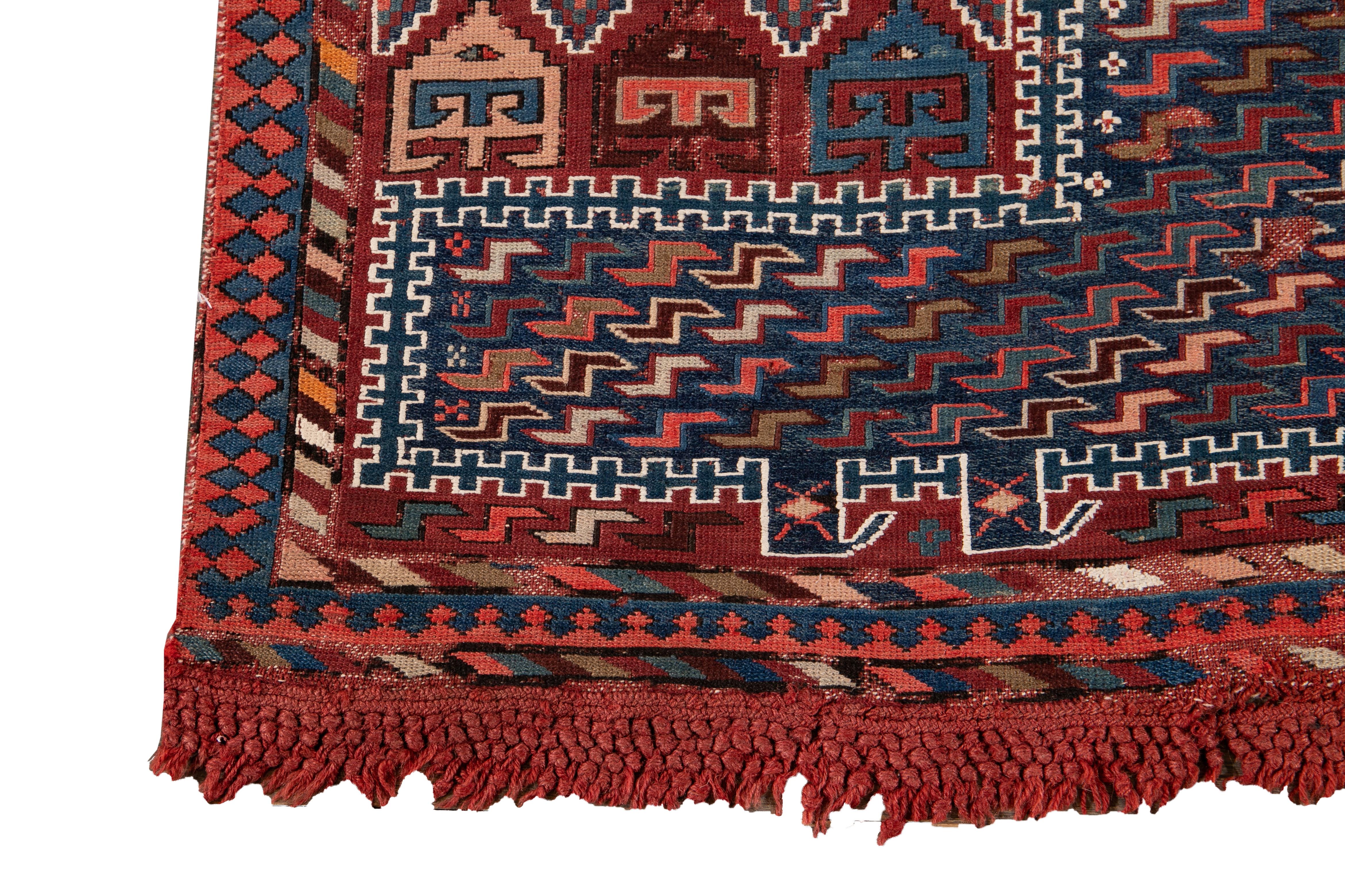 Antique 19th Century Caucasian Verneh Sileh Soumak Wool Rug For Sale 6
