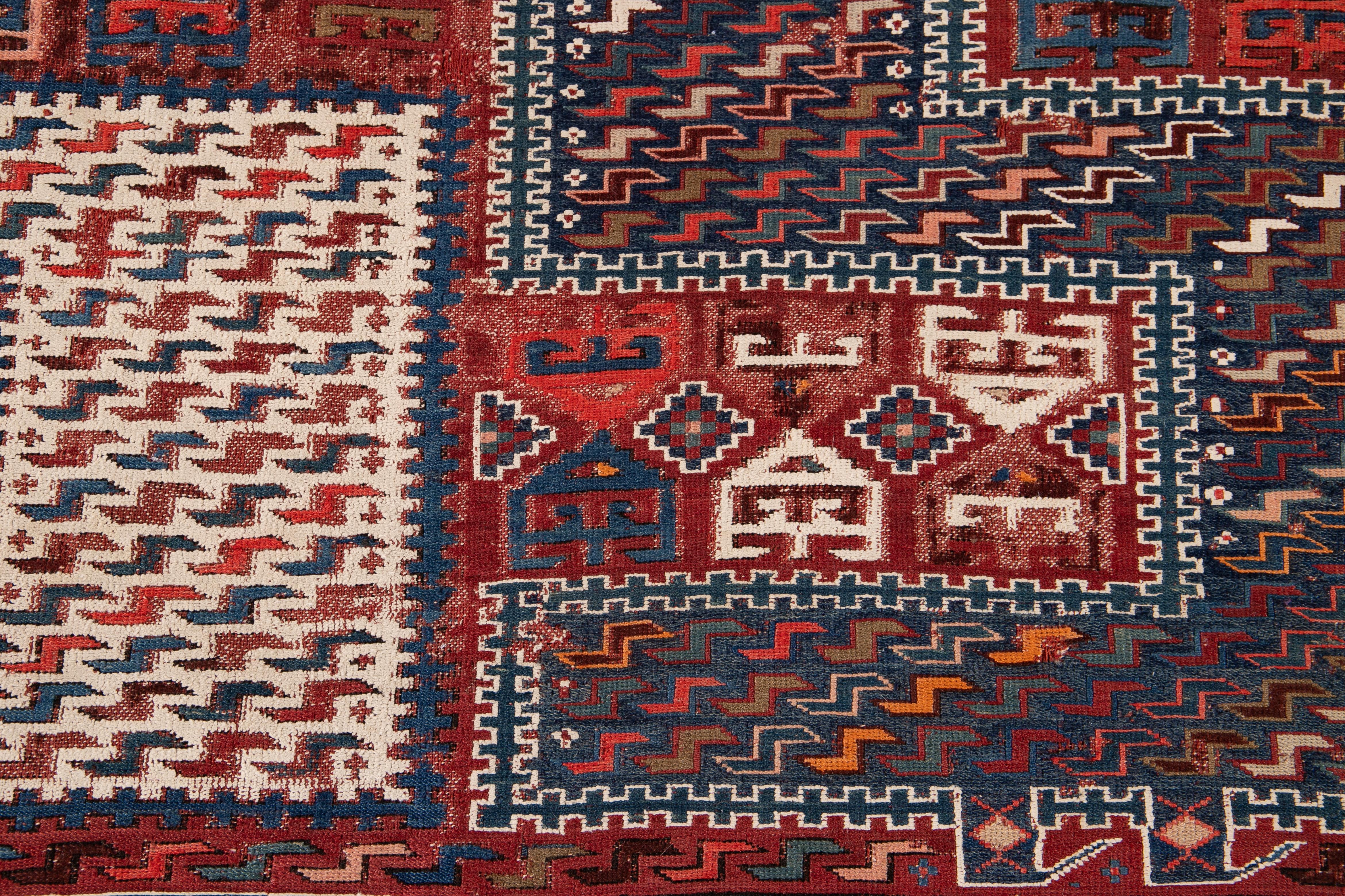 Antique 19th Century Caucasian Verneh Sileh Soumak Wool Rug For Sale 8
