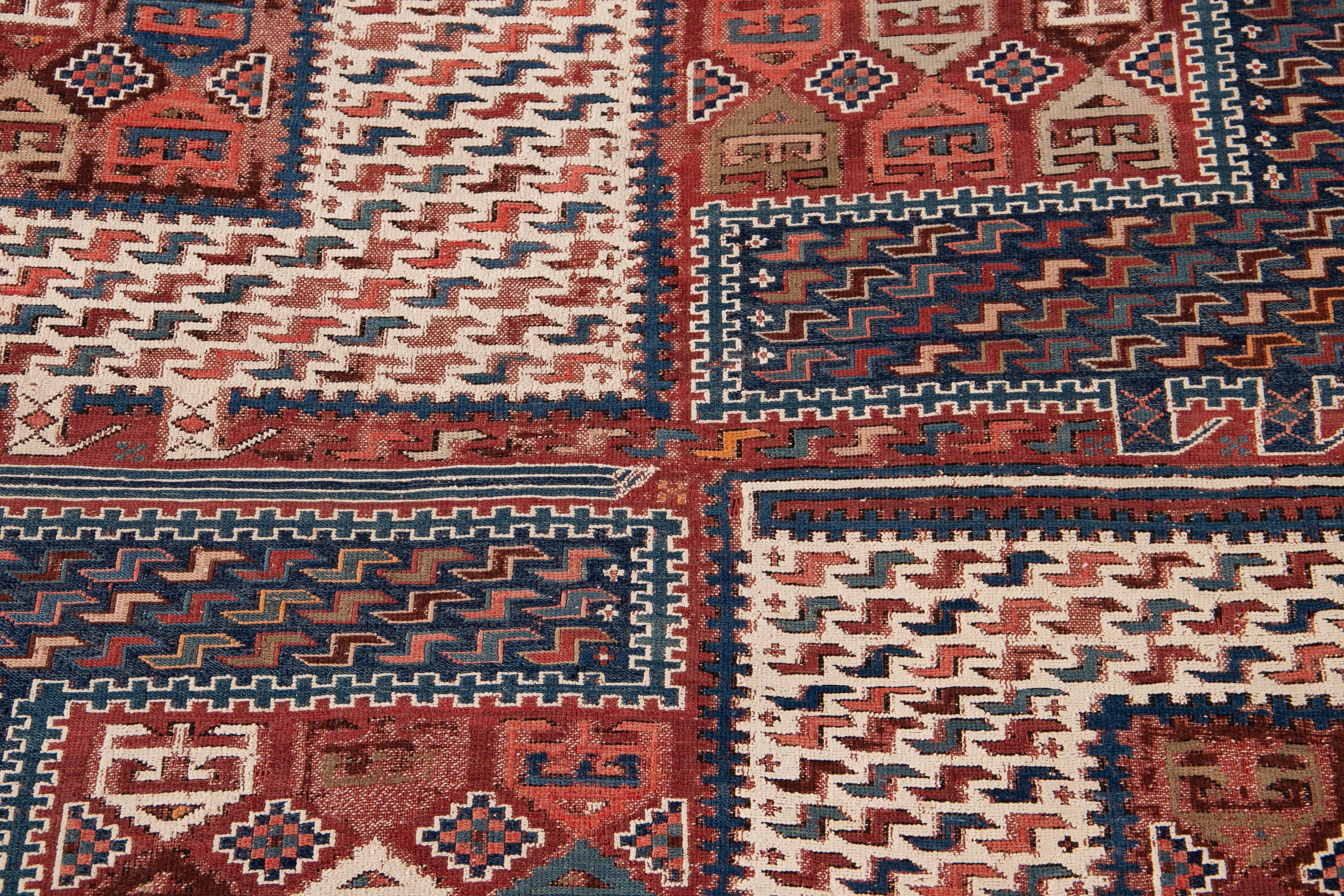 Antique 19th Century Caucasian Verneh Sileh Soumak Wool Rug For Sale 9