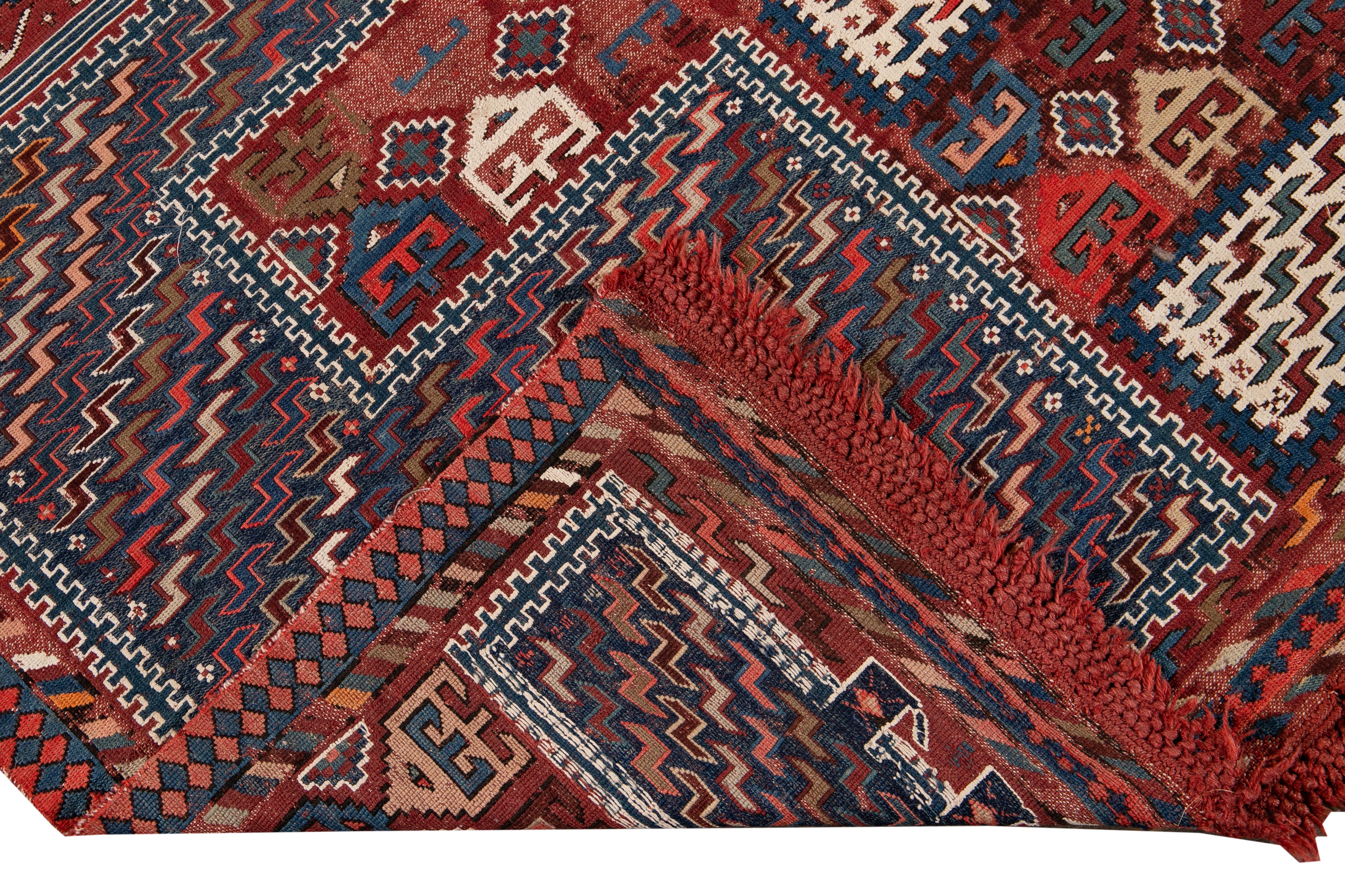 Antique 19th Century Caucasian Verneh Sileh Soumak Wool Rug For Sale 10