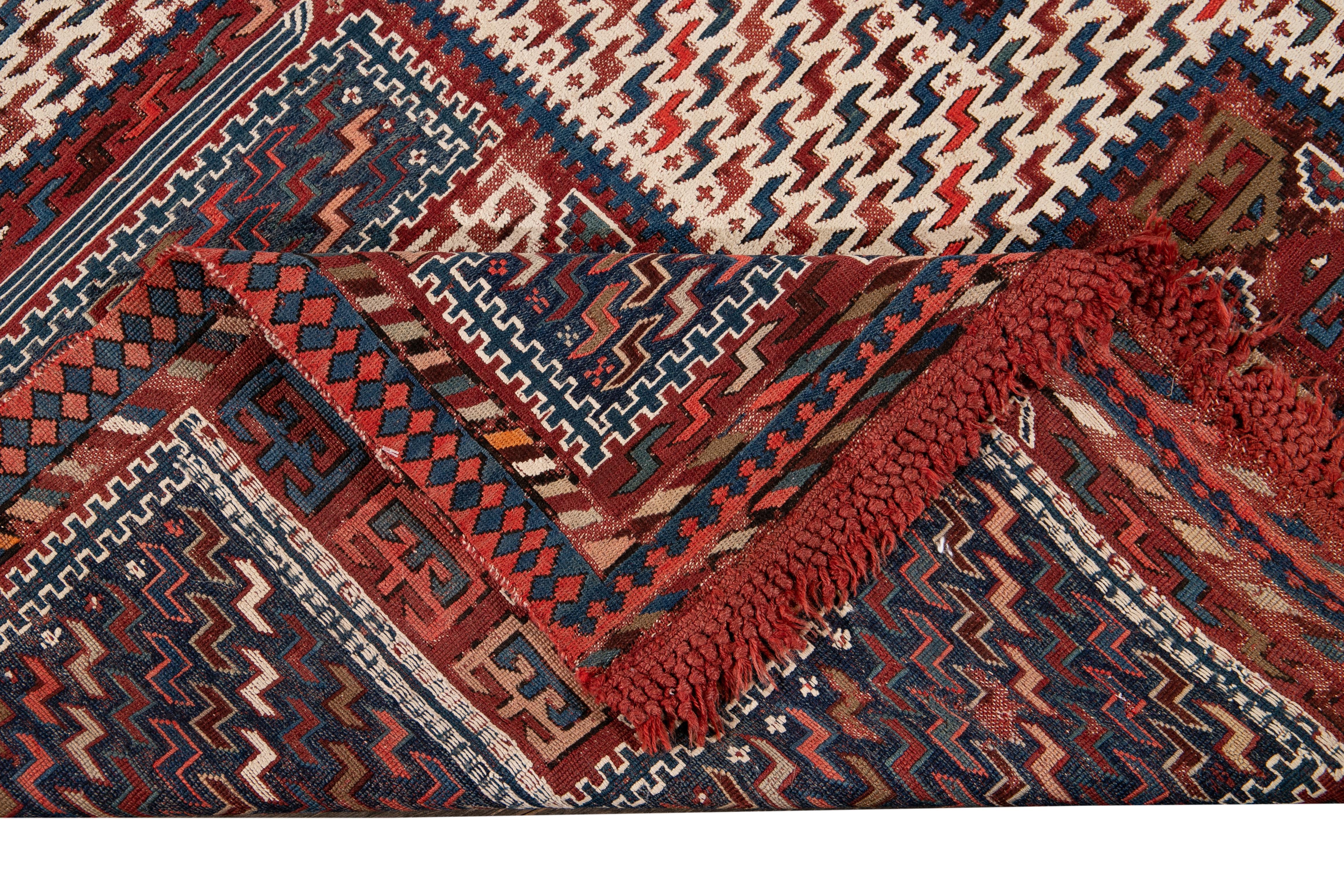Antique 19th Century Caucasian Verneh Sileh Soumak Wool Rug For Sale 11