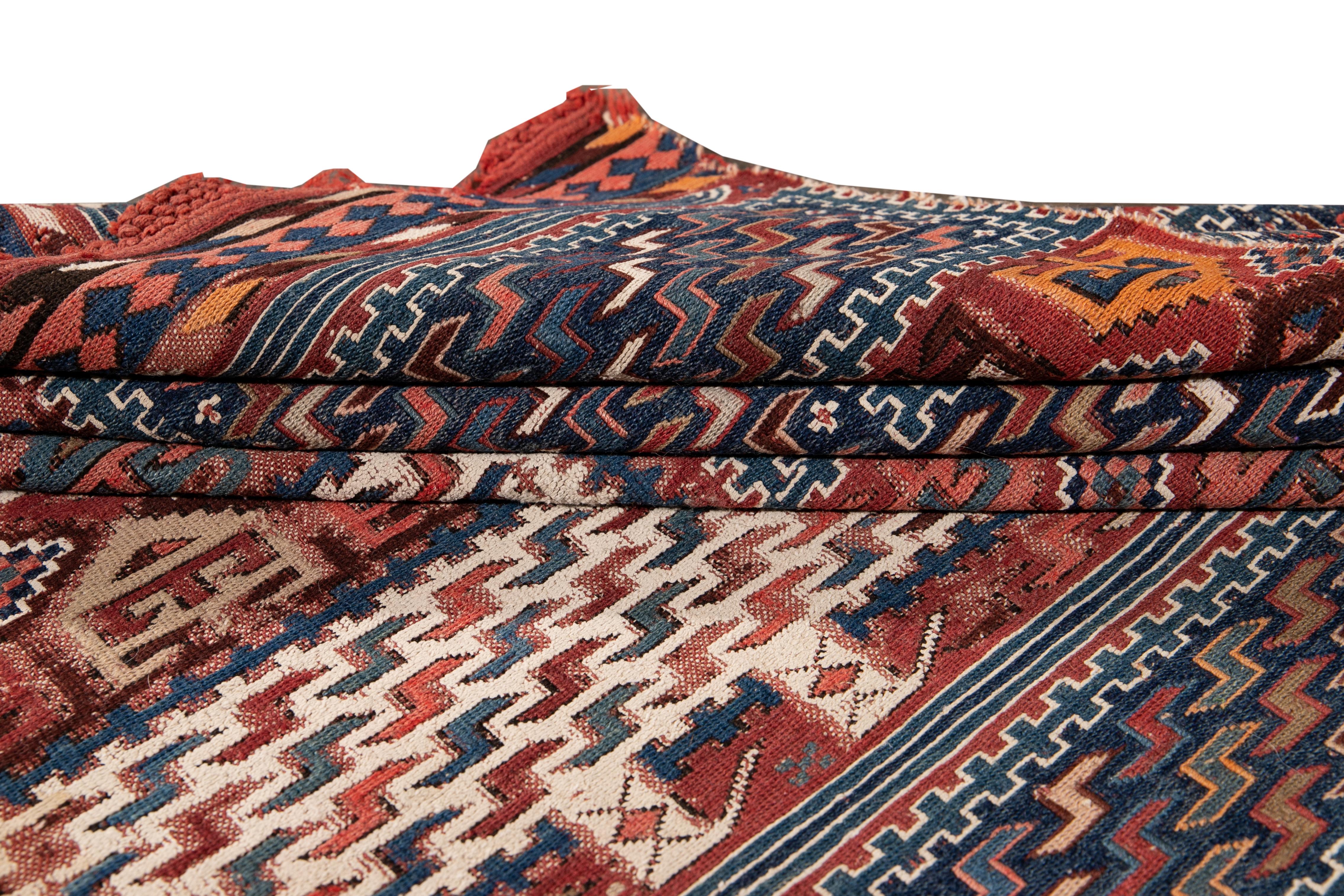 Antique 19th Century Caucasian Verneh Sileh Soumak Wool Rug For Sale 12