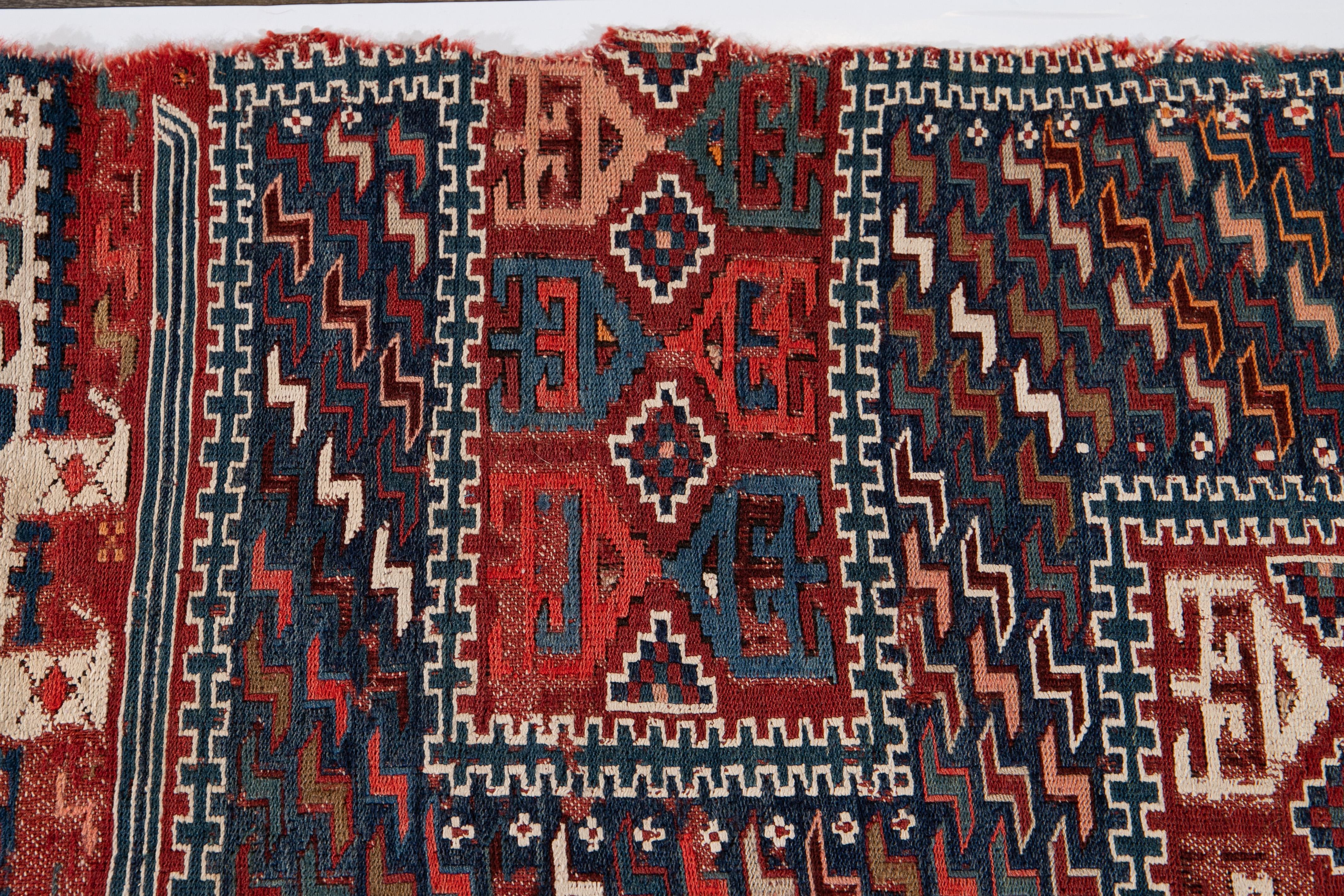 Antique 19th Century Caucasian Verneh Sileh Soumak Wool Rug For Sale 2