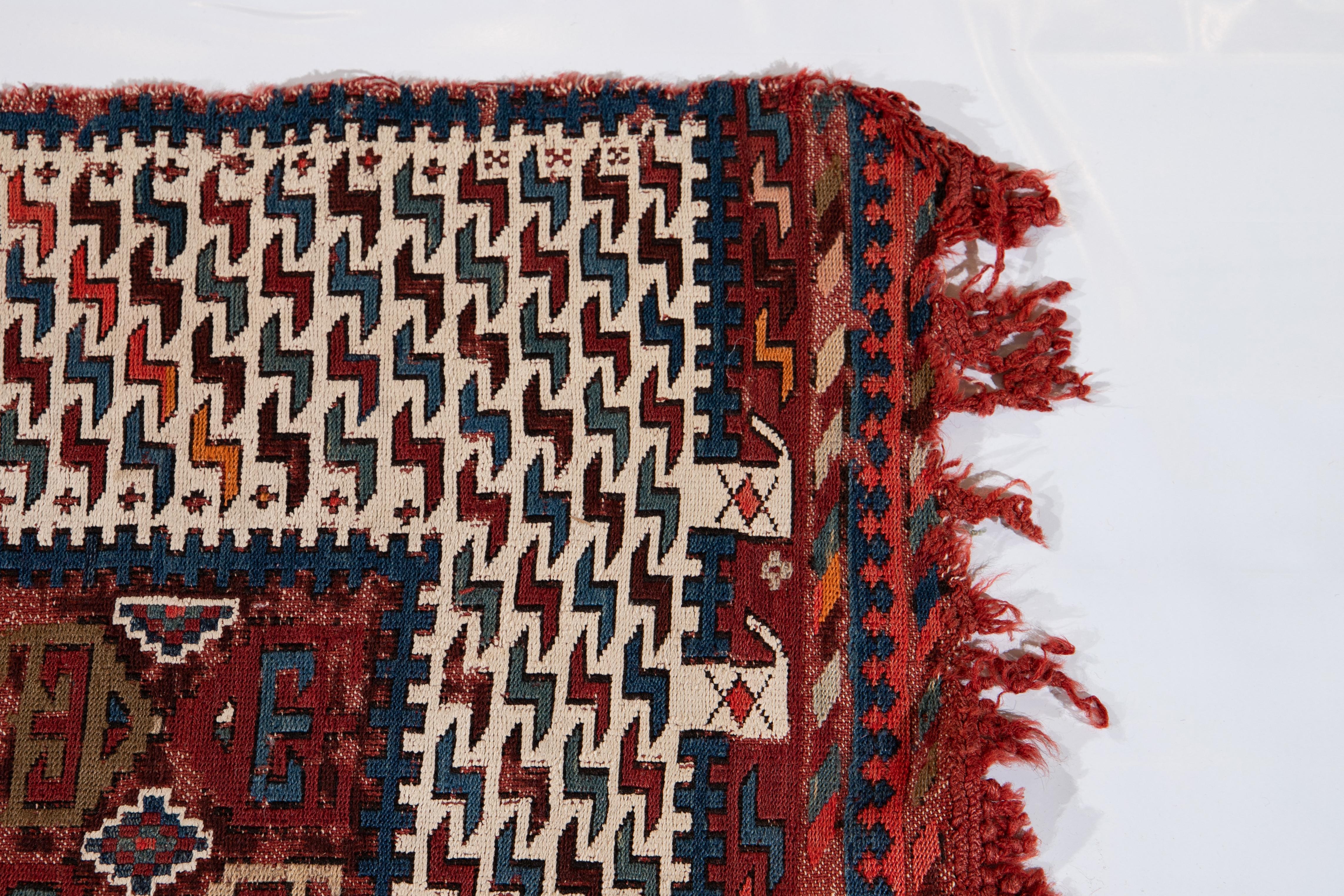Antique 19th Century Caucasian Verneh Sileh Soumak Wool Rug For Sale 4