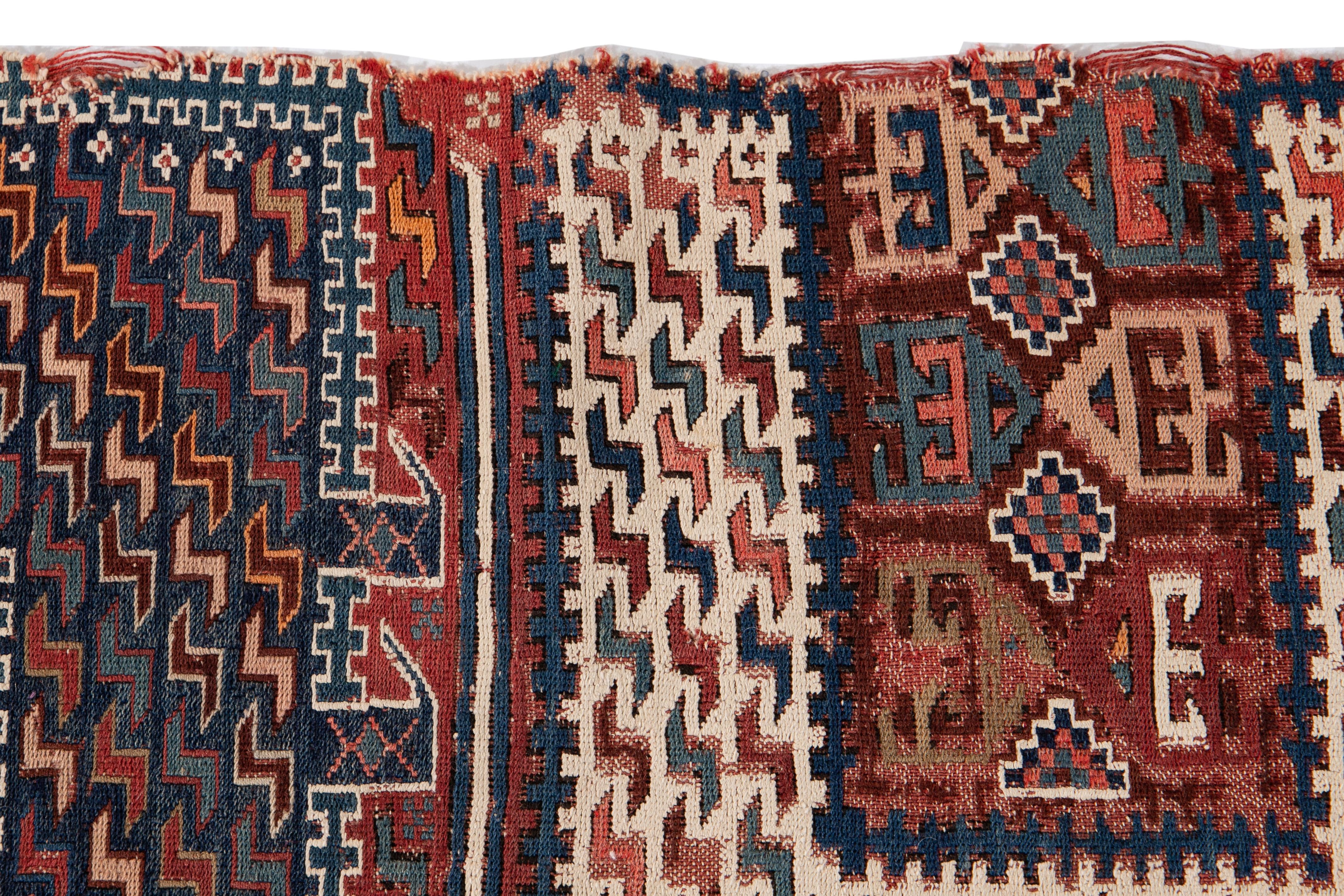 Antique 19th Century Caucasian Verneh Sileh Soumak Wool Rug For Sale 5