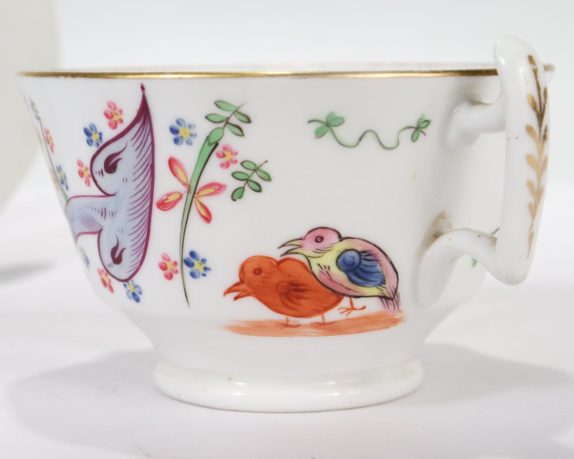 Antique 19th Century Chamberlain Worcester Quails Patter Porcelain Cup & Saucer For Sale 7