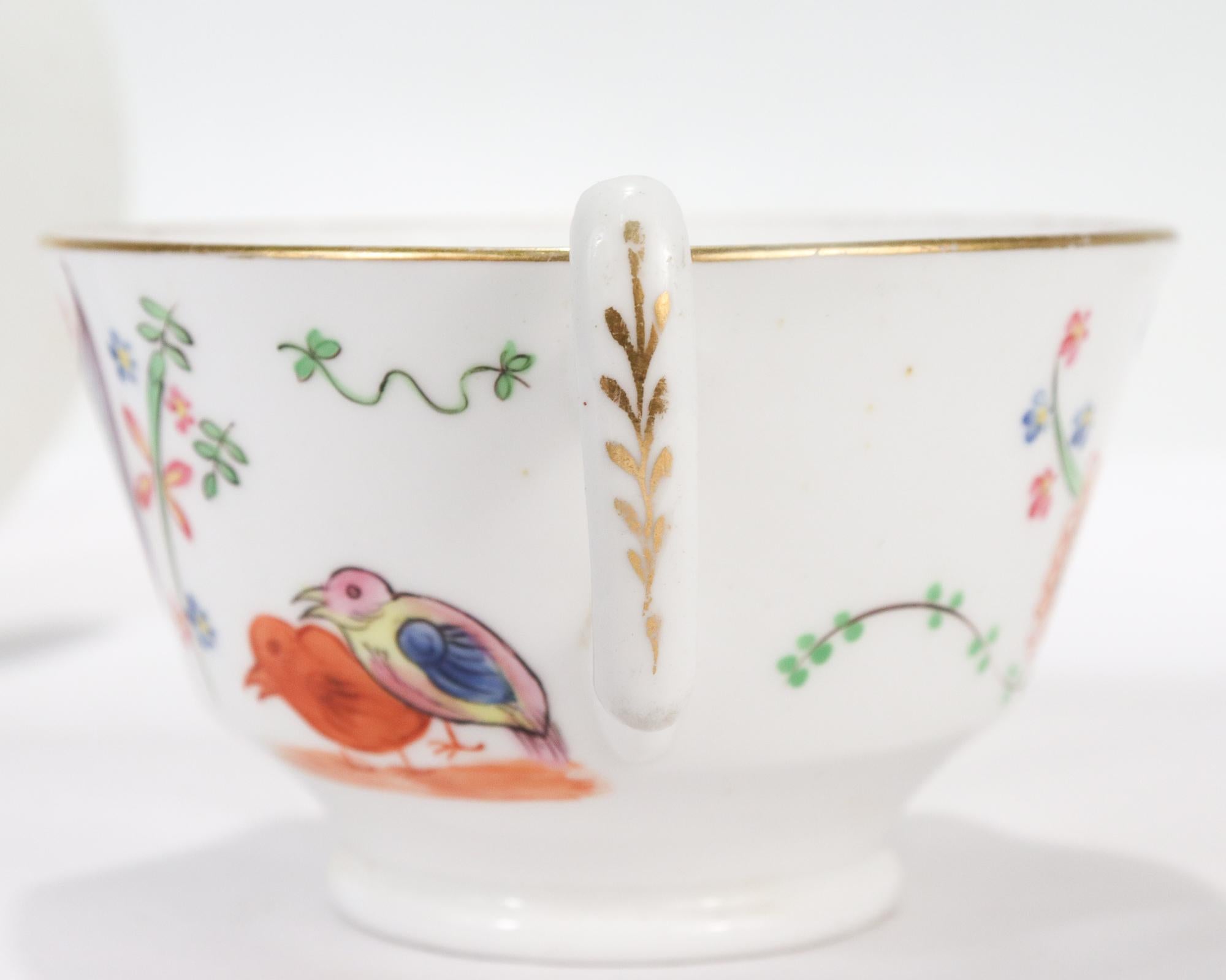 Antique 19th Century Chamberlain Worcester Quails Patter Porcelain Cup & Saucer For Sale 8