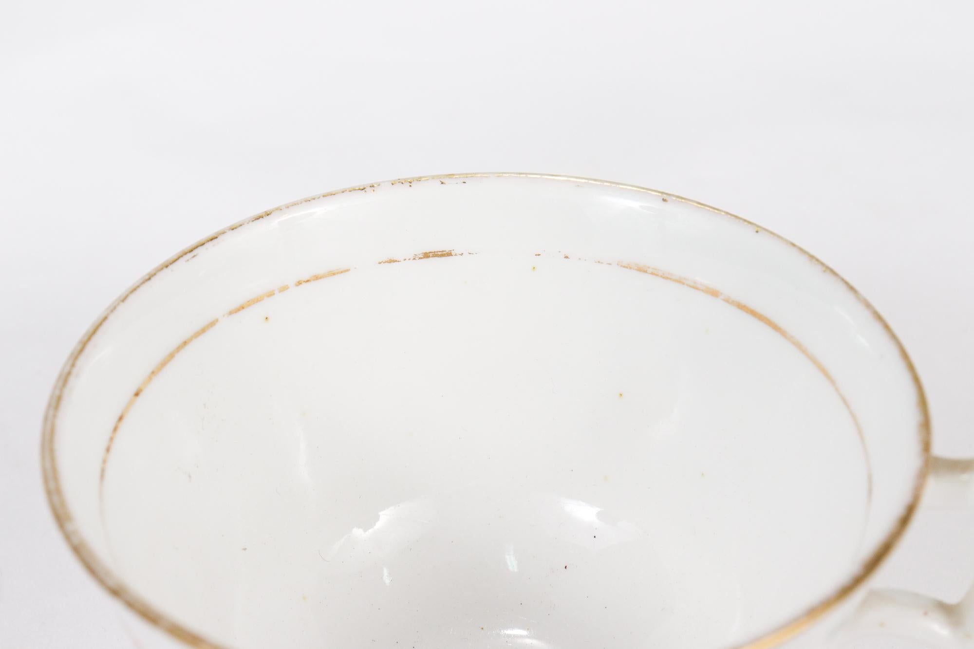 Antique 19th Century Chamberlain Worcester Quails Patter Porcelain Cup & Saucer For Sale 4