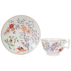 Antique 19th Century Chamberlain Worcester Quails Patter Porcelain Cup & Saucer