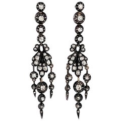 Antique Old Mine Cut Diamond Chandelier Earrings